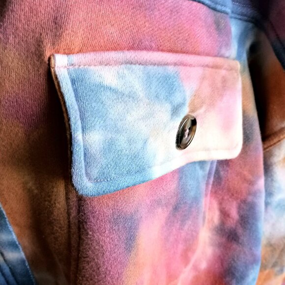 NWT! EASEL PILCRO Multi COLOR TIE DYE BUTTON DOWN SHACKET - Picture 4 of 7